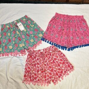Set of 3 Simply Southern Tassel Shorts, Pockets, Resort, Lounging, Beach, L/XL